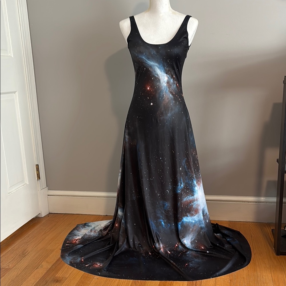 Blackmilk Cosmic Black and Blue Sleeveless Maxi Dress